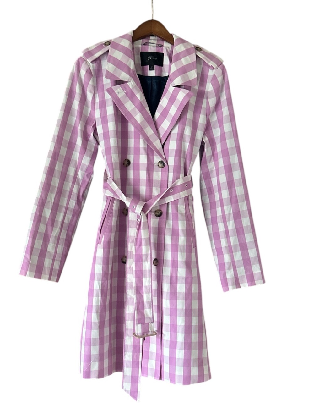 J. CREW Women's 2011 Icon trench in oversized pink and white gingham